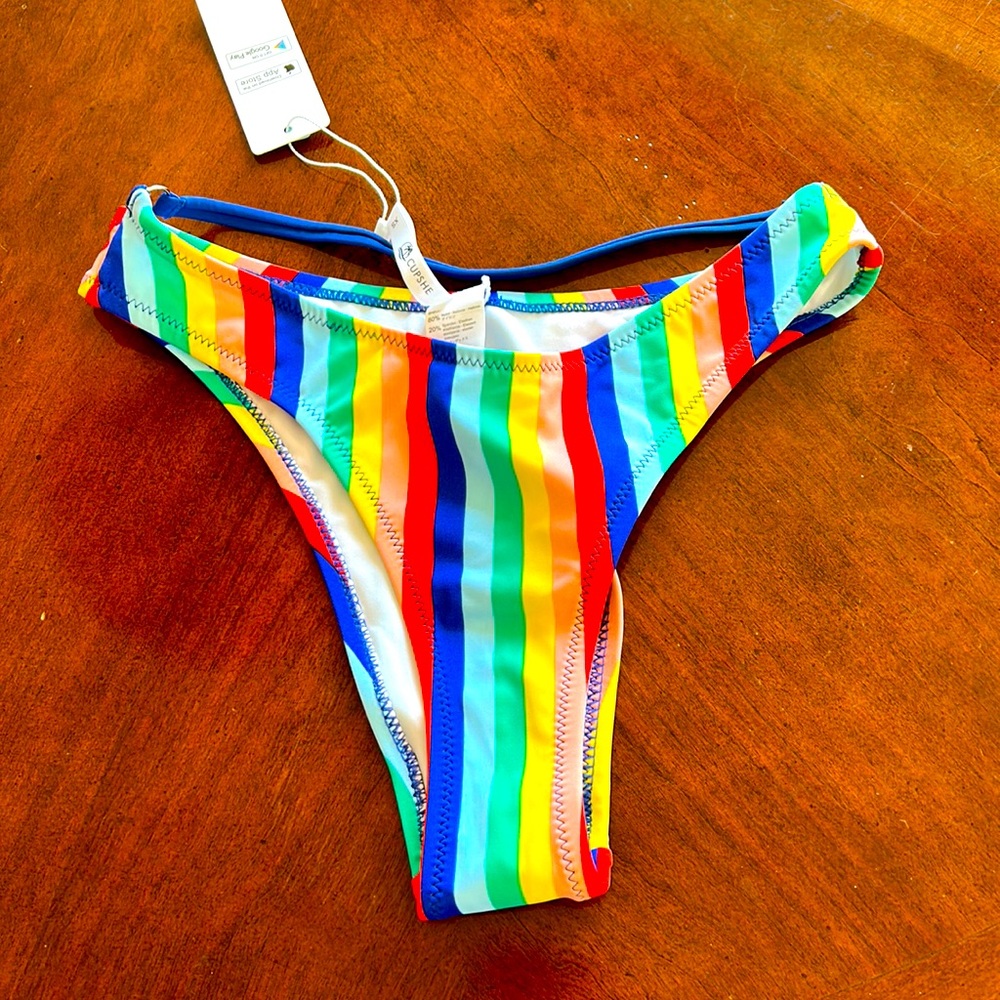 Cupshe, bikini, bottom, multicolor rainbow, size extra small